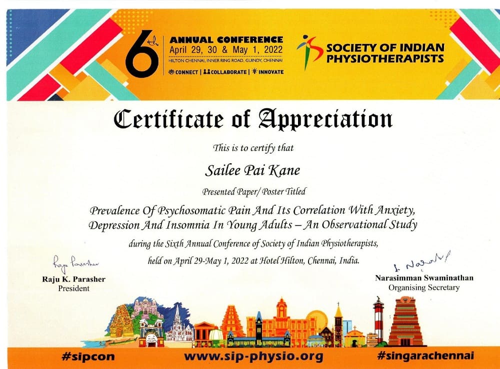 Ms. Sailee Pai Kanse certificate